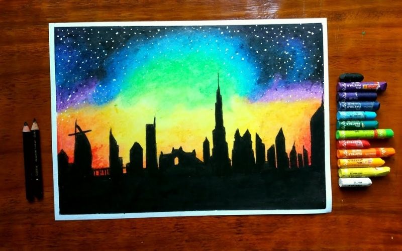 City skyline in sunset