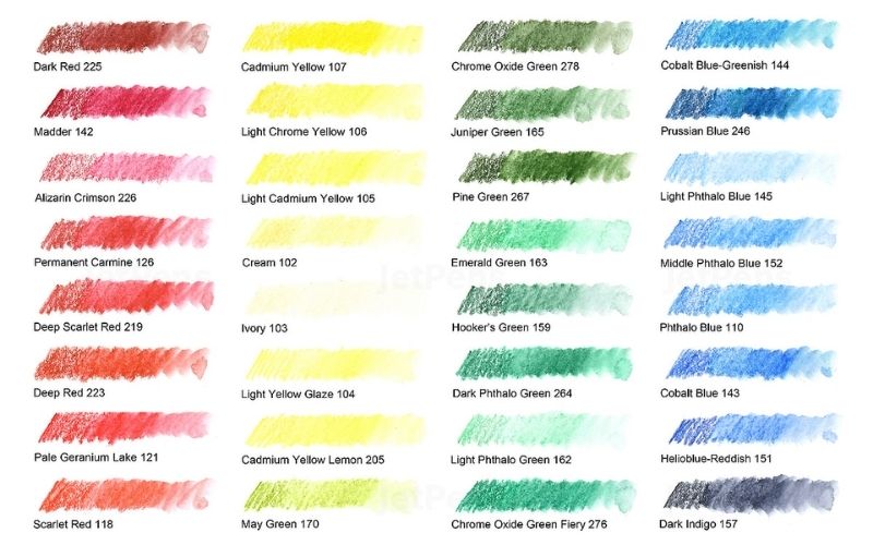 Color swatch for colored pencils