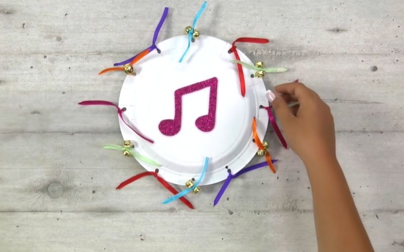 DIY Tambourine made from paper plates