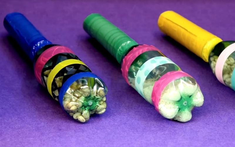 DIY maracas made with plastic bottles
