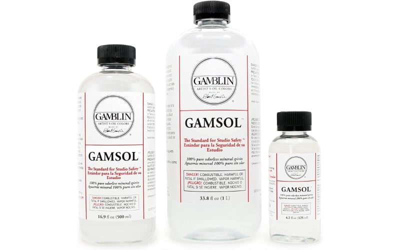 Gallons of Gamblin odorless mineral spirits