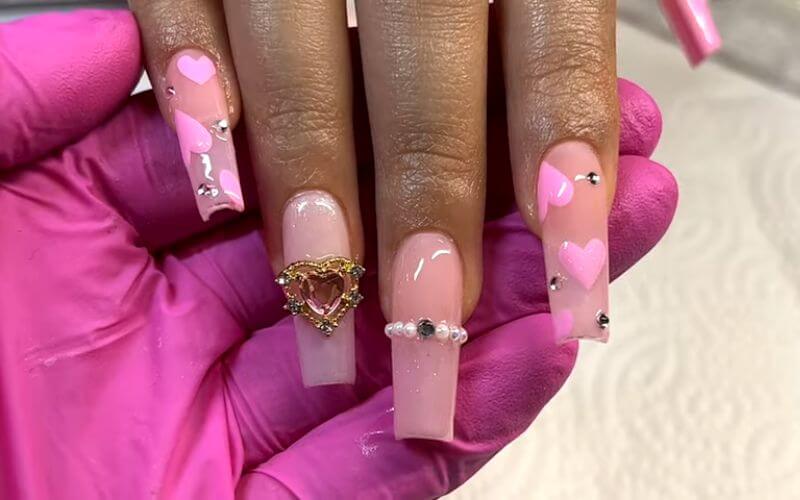 Gel Heart Nails Design