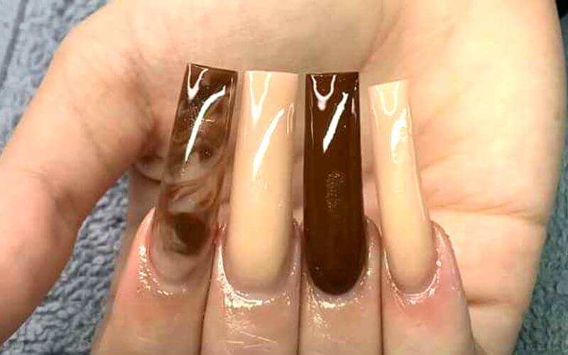Glossy Multi-Color Nude Nails