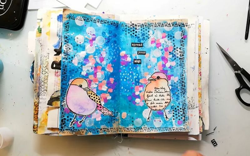 Mixed media dot painting on journals