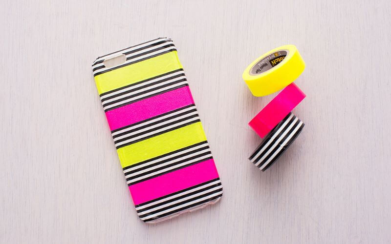 Phone Case Wrapped in Colorful Tapes