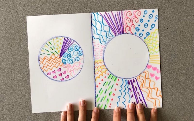 Positive and negative dot art drawing