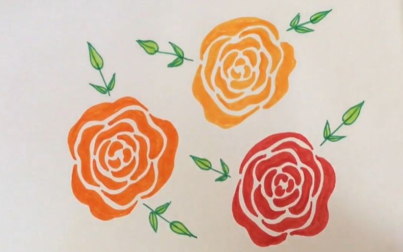 Stencil-like drawing of roses