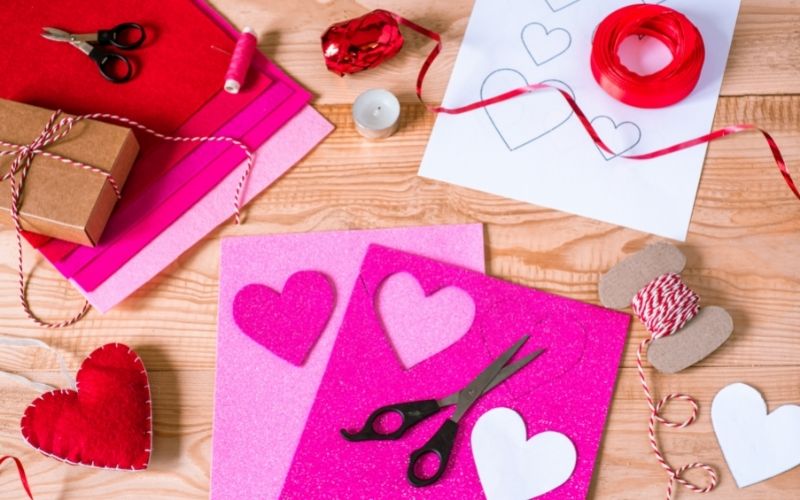 Supplies for DIY Valentine’s crafts