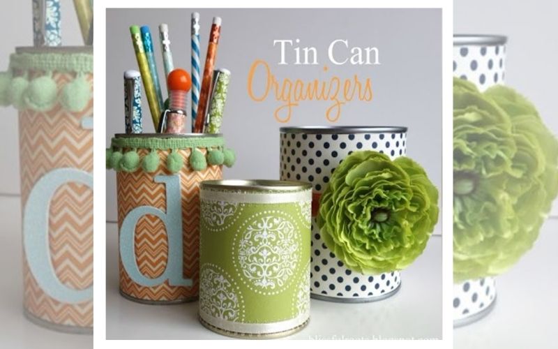 Tin can organizers for pencils 