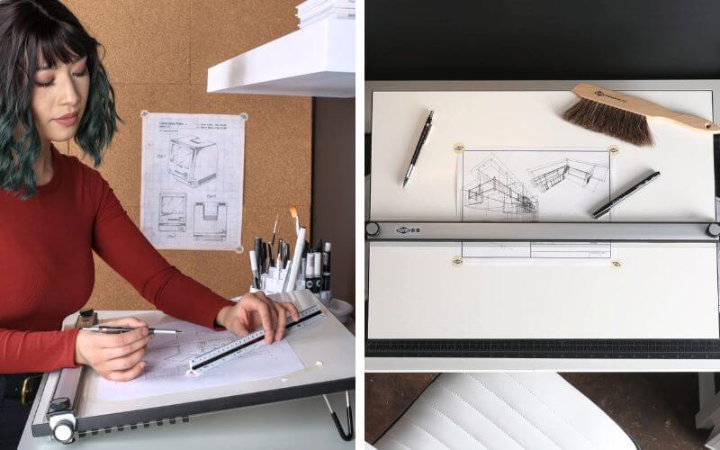 A2 Drawing Board Drafting Table, Magnetic Drafting Board, with Metric  Scale, Support Stand, Graphic Architectural Sketch Board for Drawing with