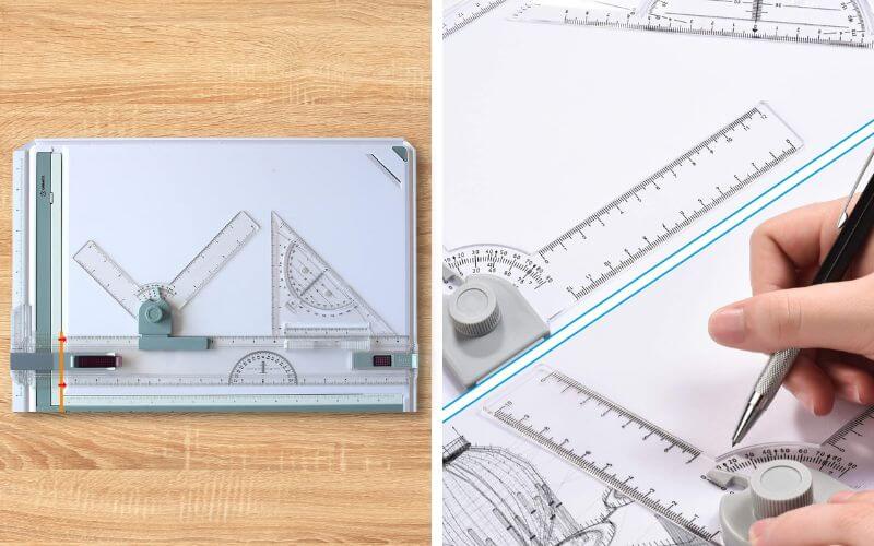 A2 Drawing Board Drafting Table, Magnetic Drafting Board, with Metric  Scale, Support Stand, Graphic Architectural Sketch Board for Drawing with