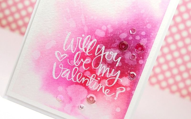 Watercolor-Effect Valentine's Card