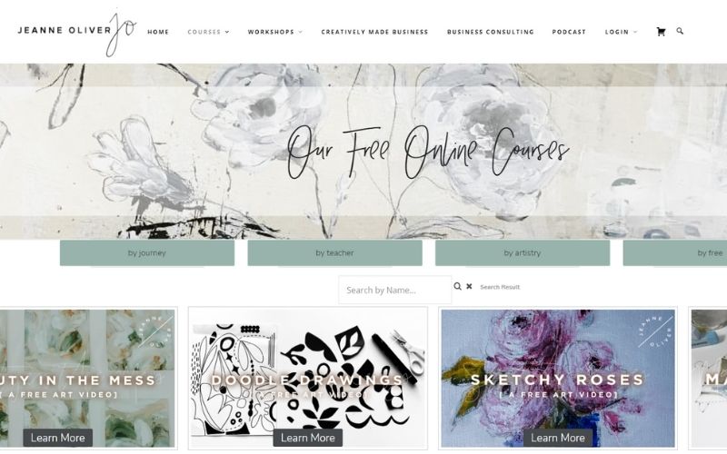 Website banner of Jeanne Oliver