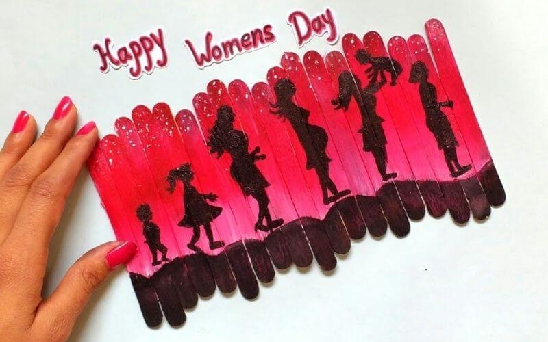 Women's Day Popsicle Stick Art