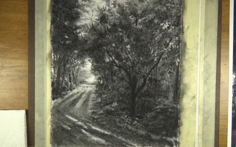 charcoal drawing winter landscape by jaskara on DeviantArt