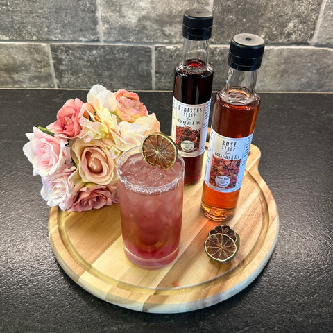 sparkling rose, rose cocktail syrup, non boozy cocktail