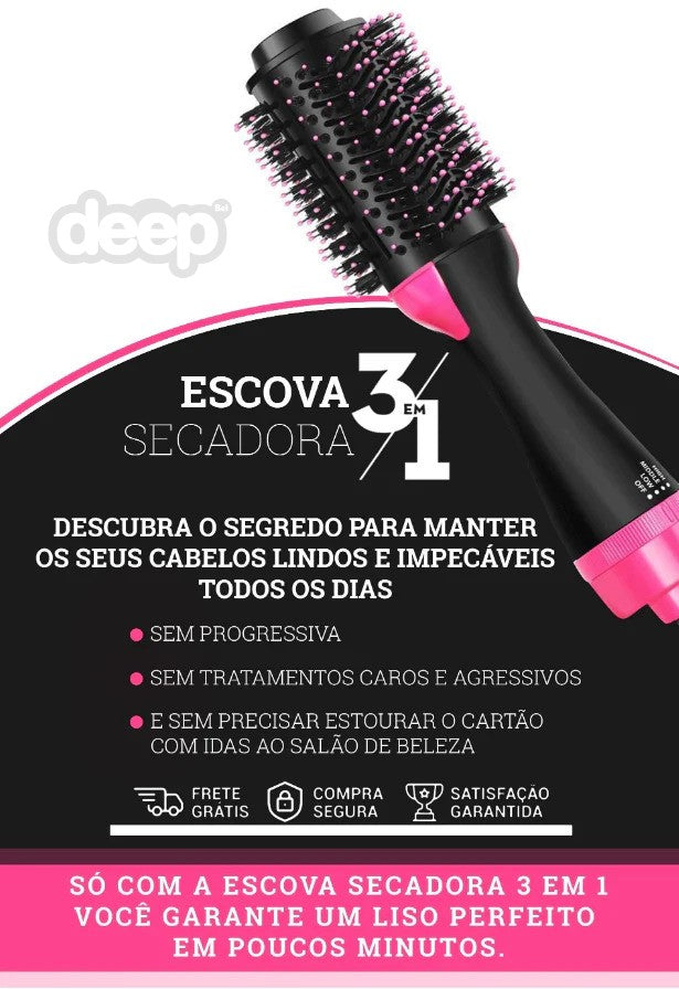 LISAPRO Escova 3 em 1 Profissional Escova, Secadora, Alisadora, Modeladora femenino cabelo alisamento modelador lançamento frete gratis loja deepbel