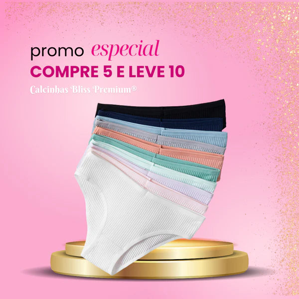 Kit Calcinhas Bliss Confort anti bacteriana pague 5 leve 10 lançamento femenina combo promoção em tecido de algodão frete gratis loja deepbel