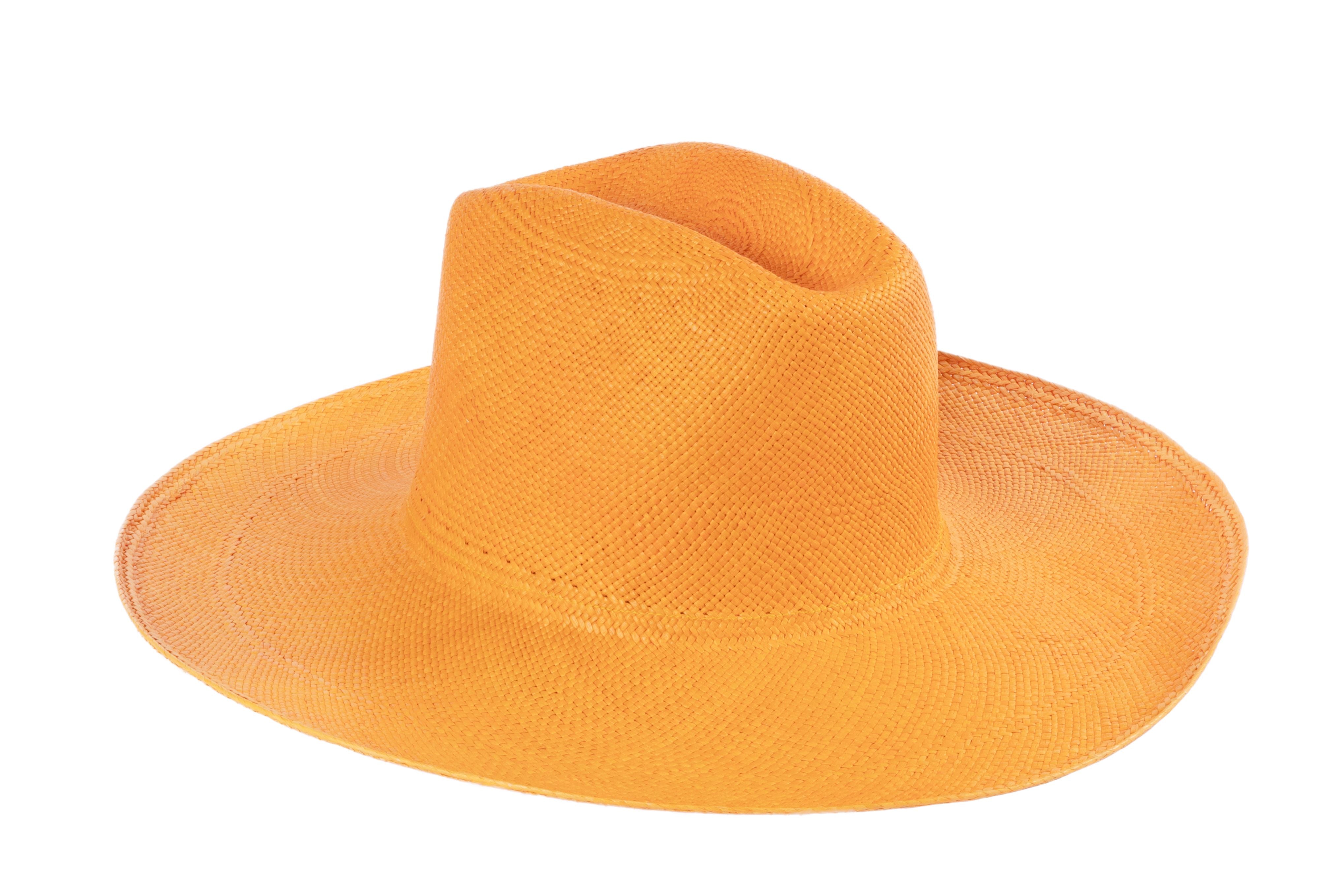 Cowboy Hat in Orange Panama Straw