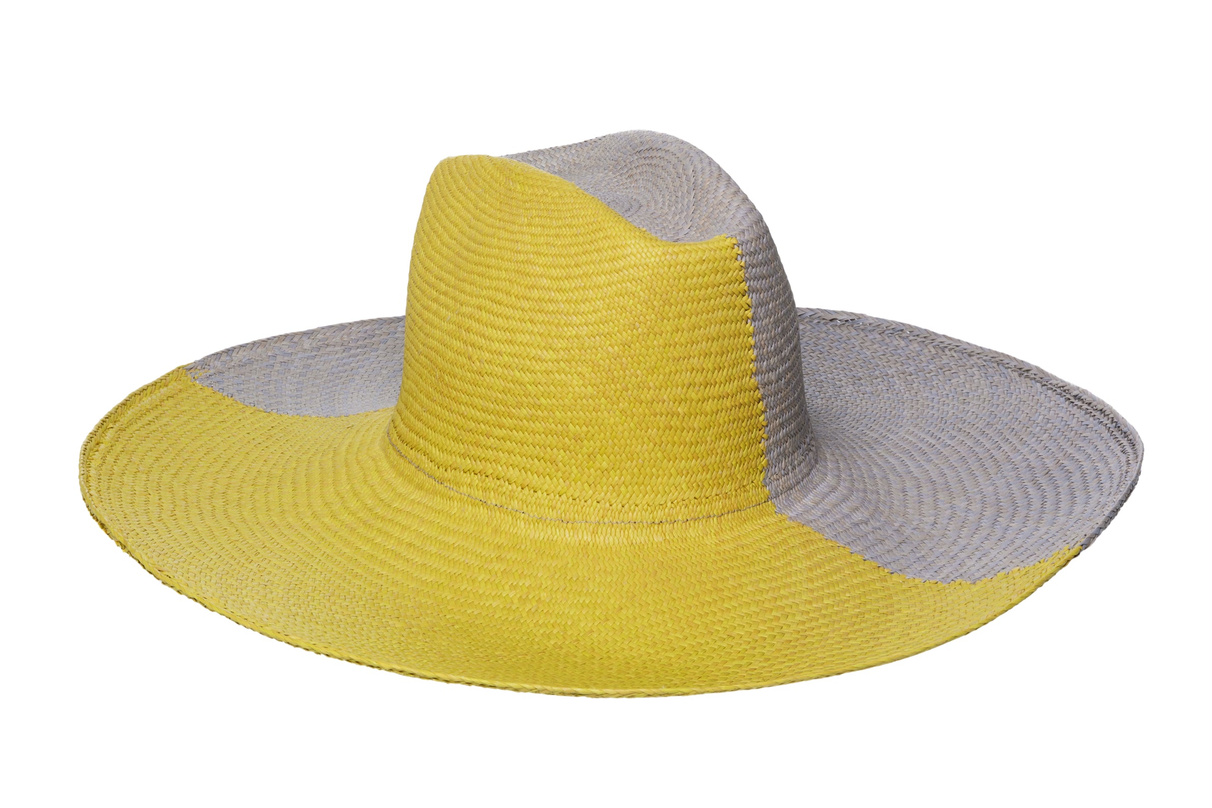 2 Tone Cowboy Hat in Citron / Sky Blue Panama Straw