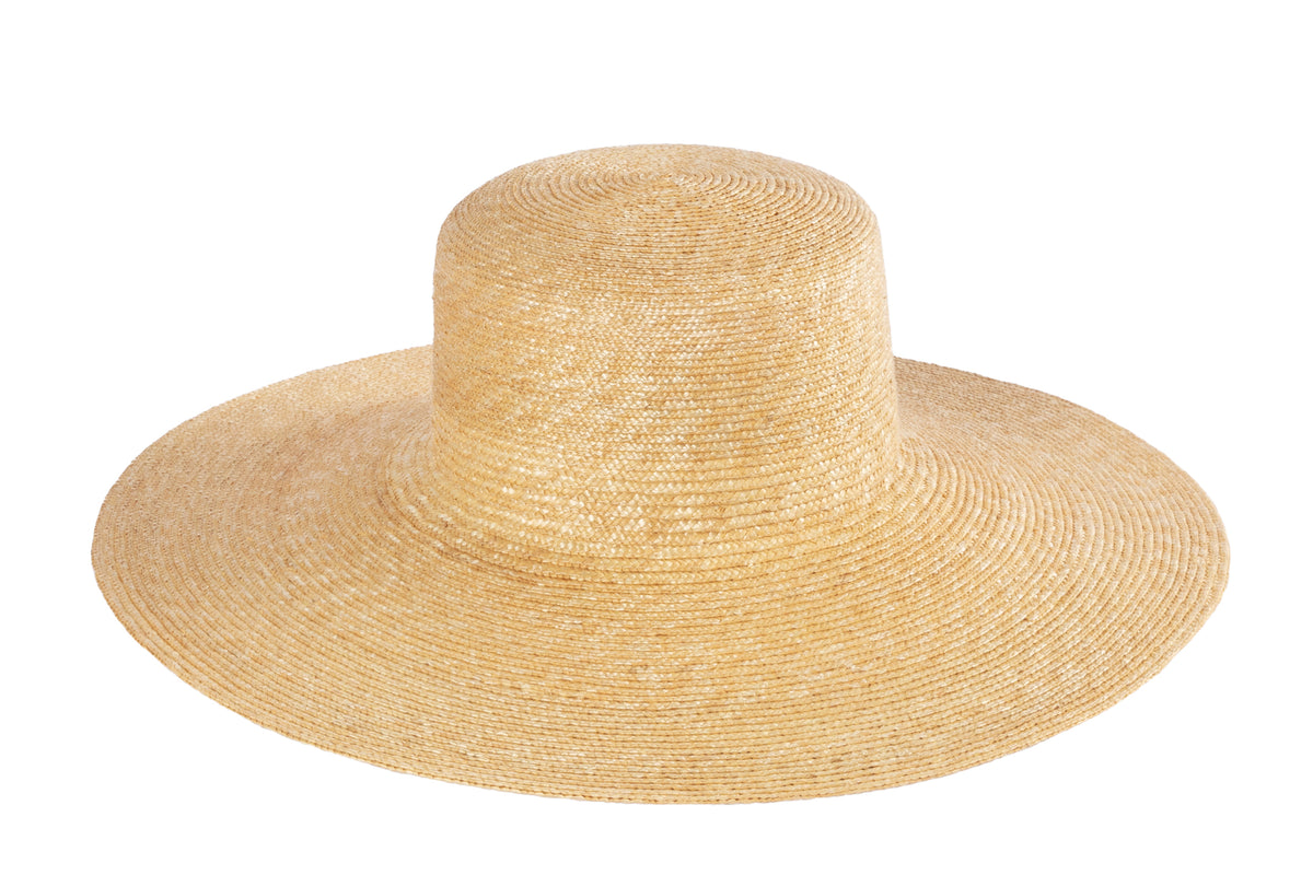 Wide Brim Flat Top Hat in Natural Straw – CLYDE