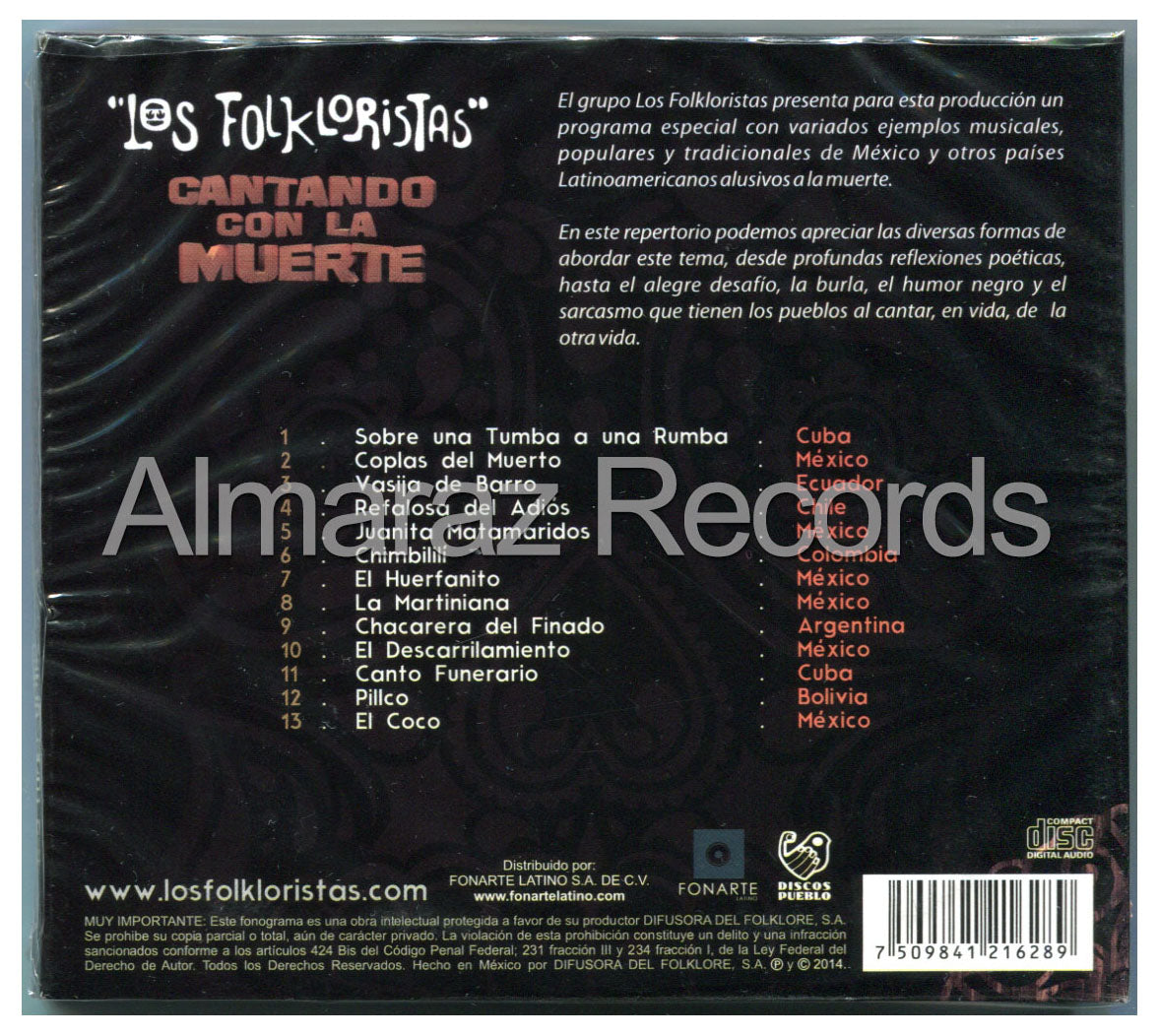 cd cantando con la muerte -Los folkloristas LosFolkloristas-CantandoConLaMuerte-MX-Back