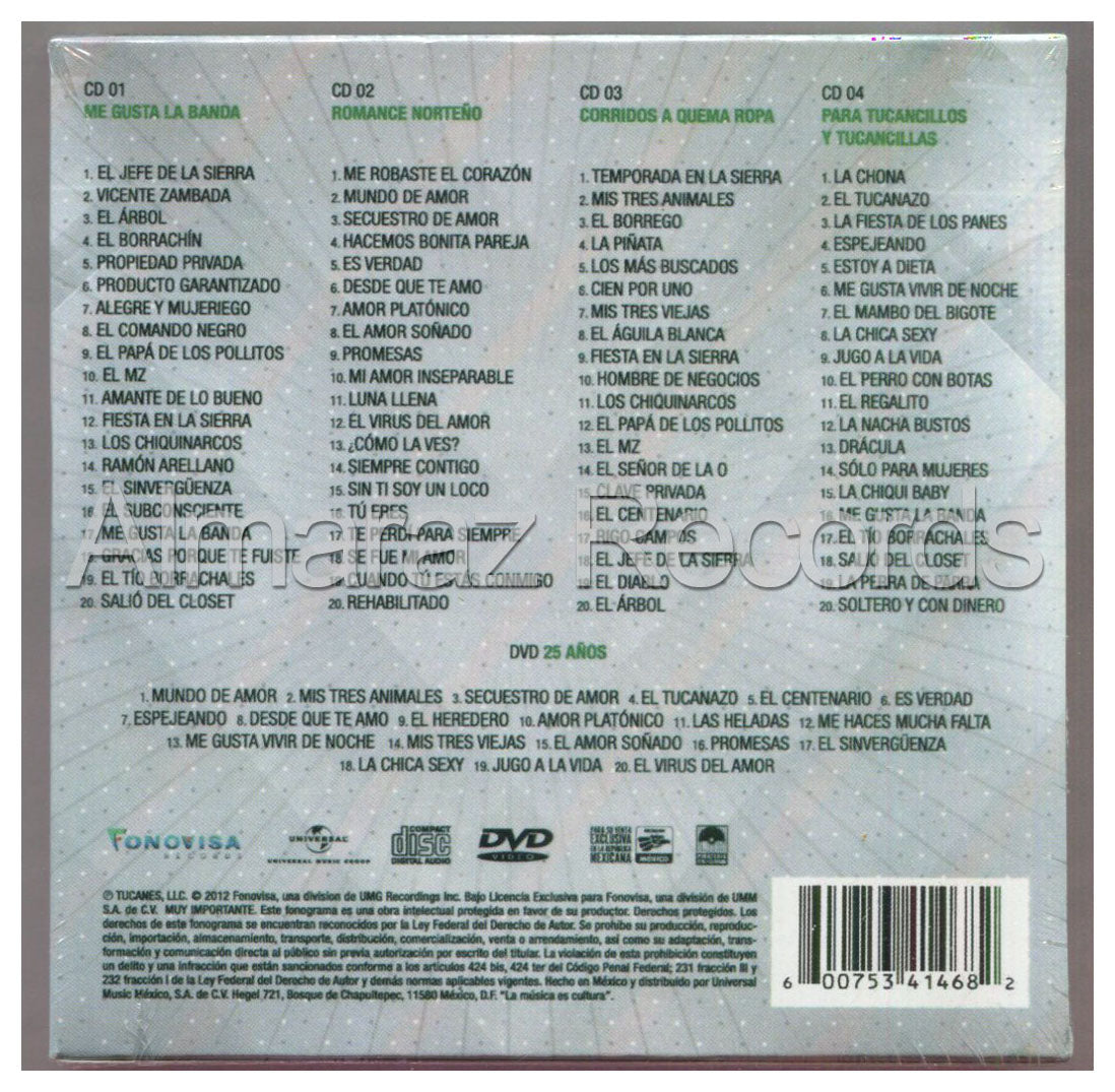 Los Tucanes De Tijuana Antologia Musical 25 Años 4CD+DVD