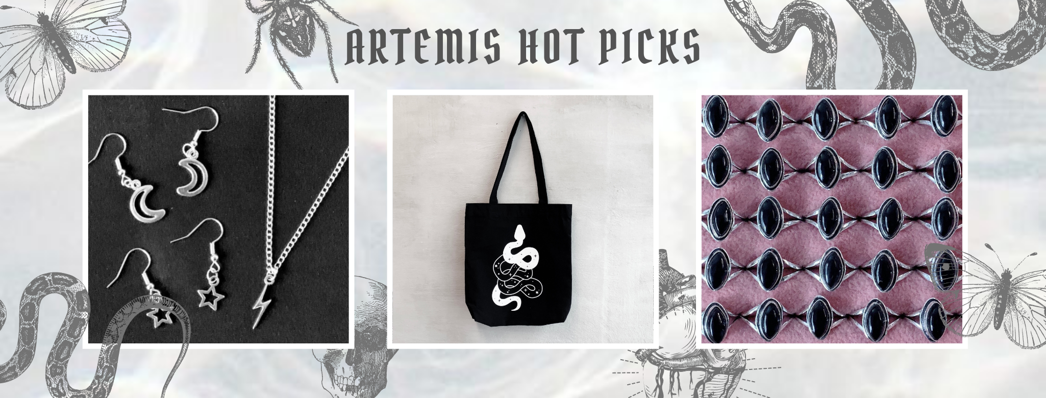 artemis accessories hot picks best selling products serpent tote bag handmade silver plated dainty jewellery pretty cute fashion alt grunge gothic boho bohemian Manchester instagram gifts for her