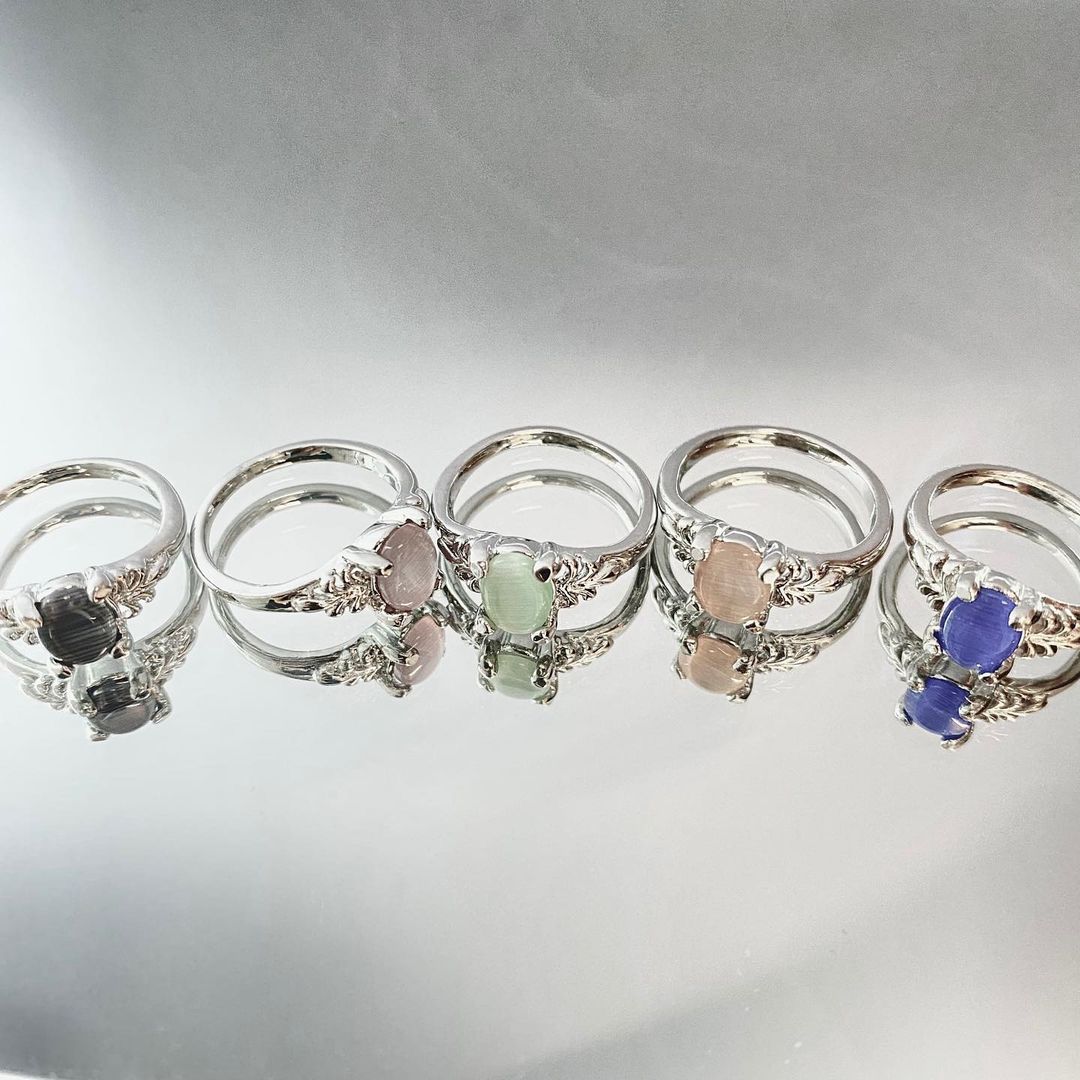 rainbow rings silver plated gemstone coloured rings cute insta gifts for her gothic grunge boho indie alternative