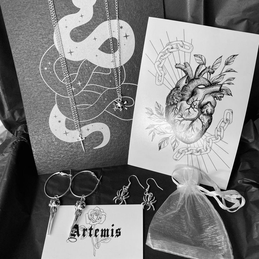 halloween mystery box gift box surprise gothic grunge spooky accessories silver plated jewellery handmade