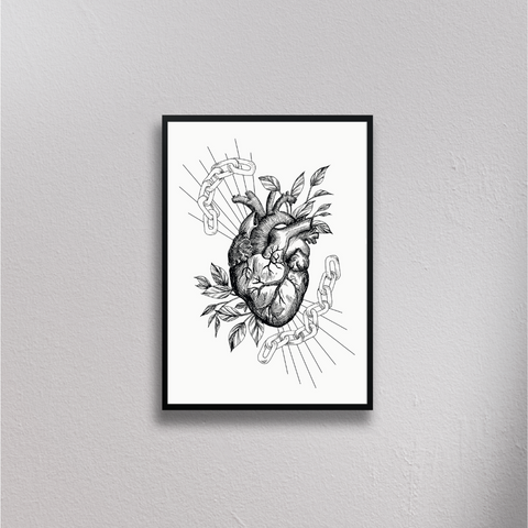 anatomical heart print illustration graphic design prints for your home decor inspo present ideas