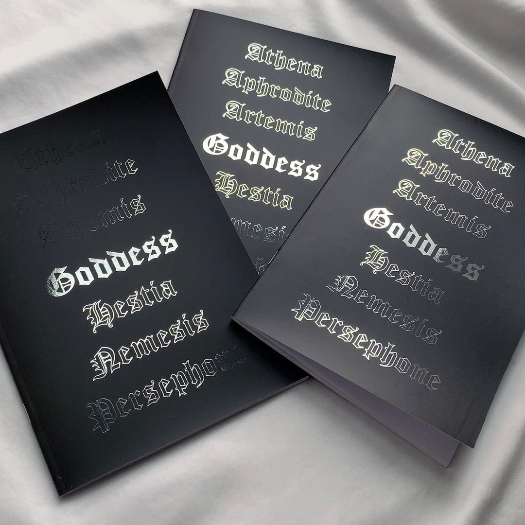 notebook goddess metallic grunge gothic alternative stationary university uni supplies cute journal