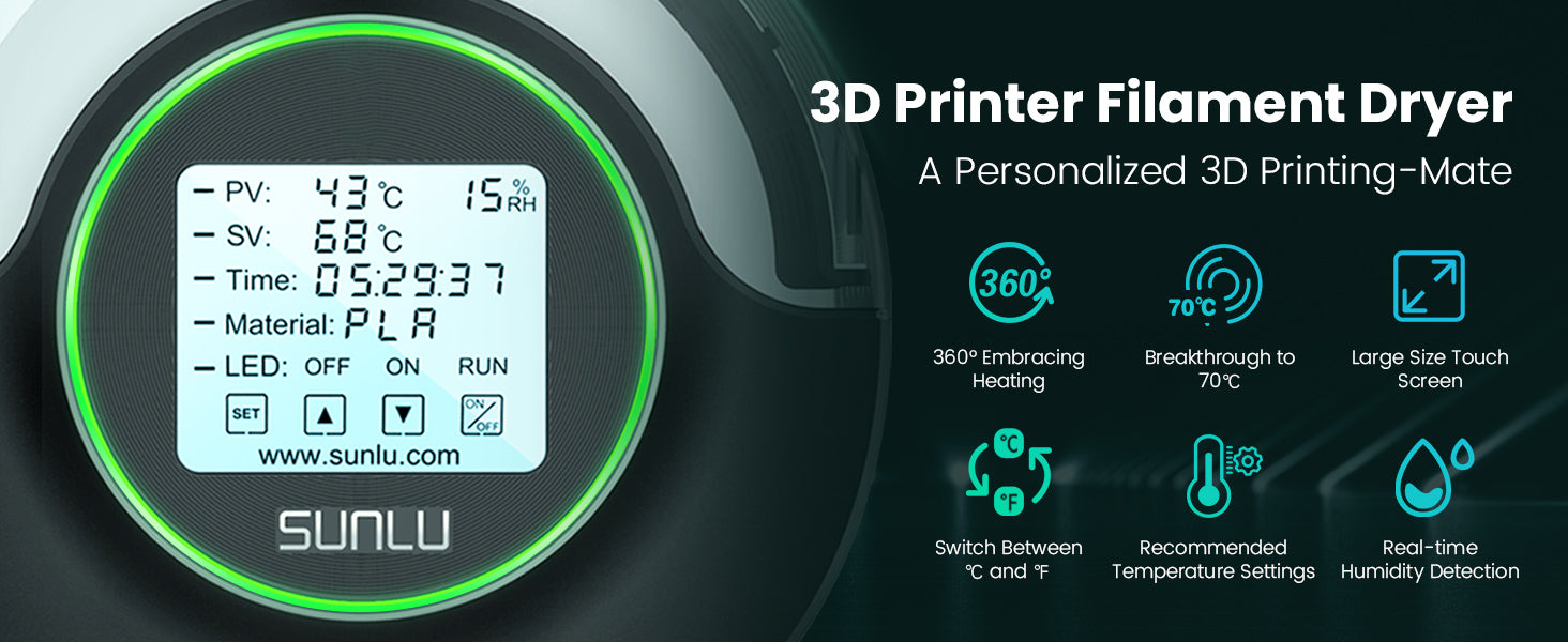 SUNLU S2 FilaDryer, 360°C Heating 3D Printer Filament Dryer