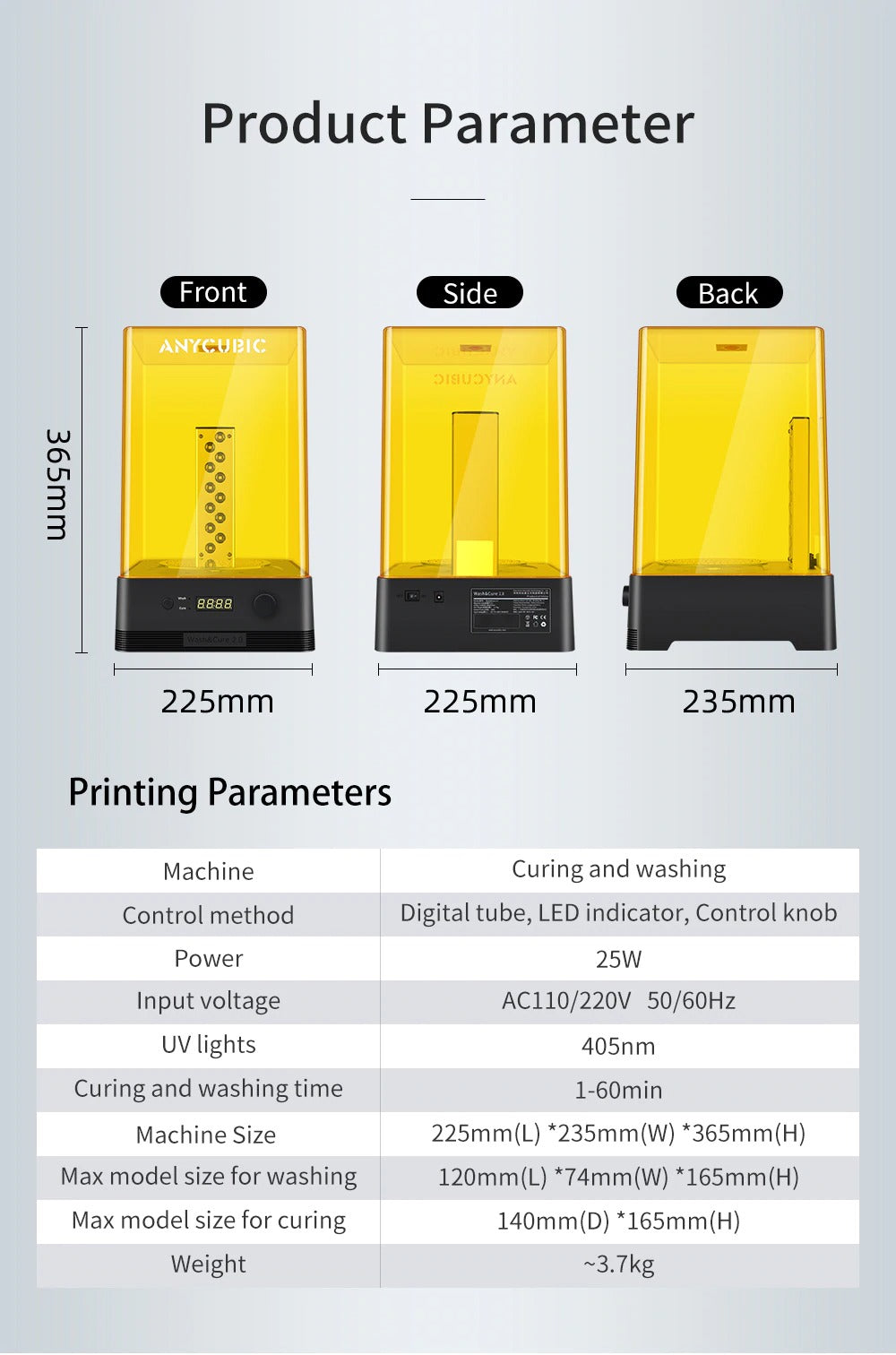 SUNLU UV Resin Curing Box Suitable for 405nm UV Resin Dryer Lamp with  Electric Turntable