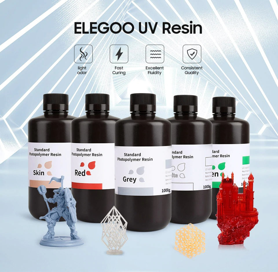 ELEGOO – résine d'impression 3D LCD, polymérisation UV, Standard 405nm,  photopolymère, 1000g, peau noire, grise et blanche - AliExpress