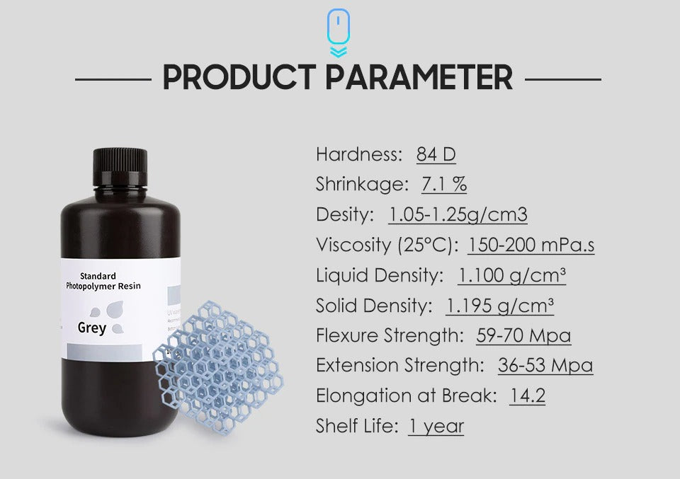 ELEGOO 3D Printer Resin Curing Resin Standard Photopolymer Resin