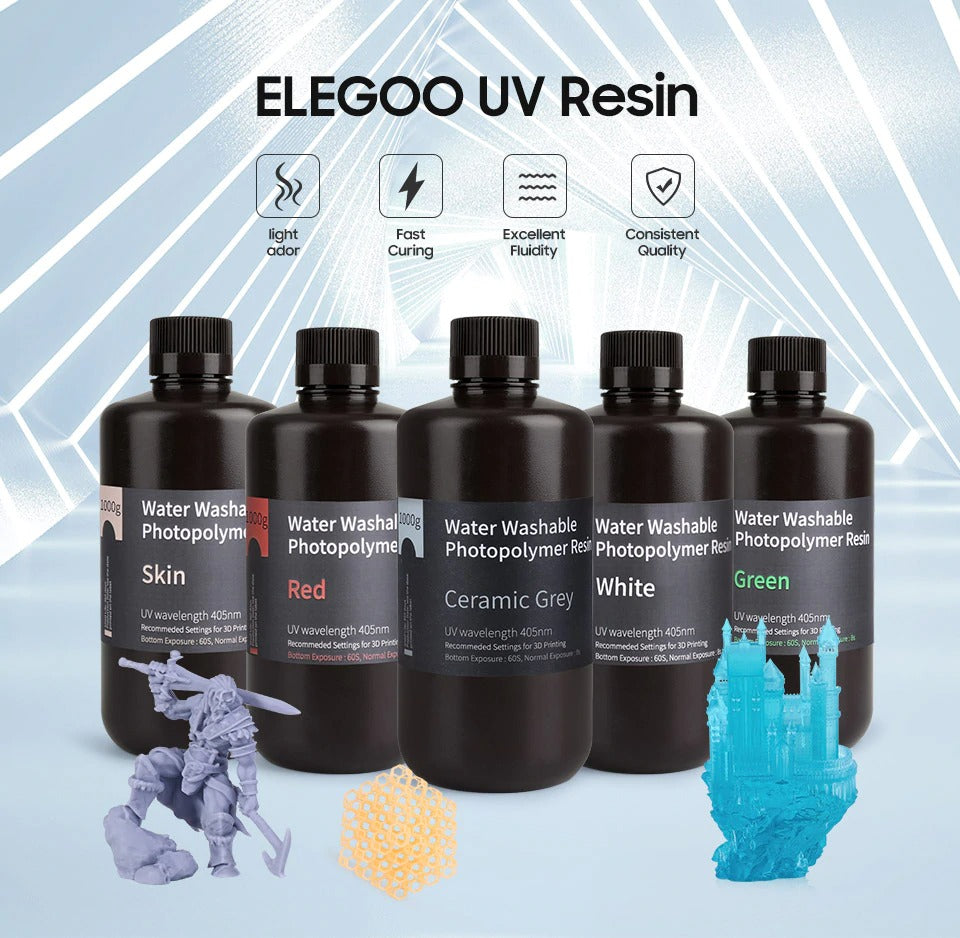  ELEGOO Upgraded 8K Water Washable Resin 405nm LCD UV