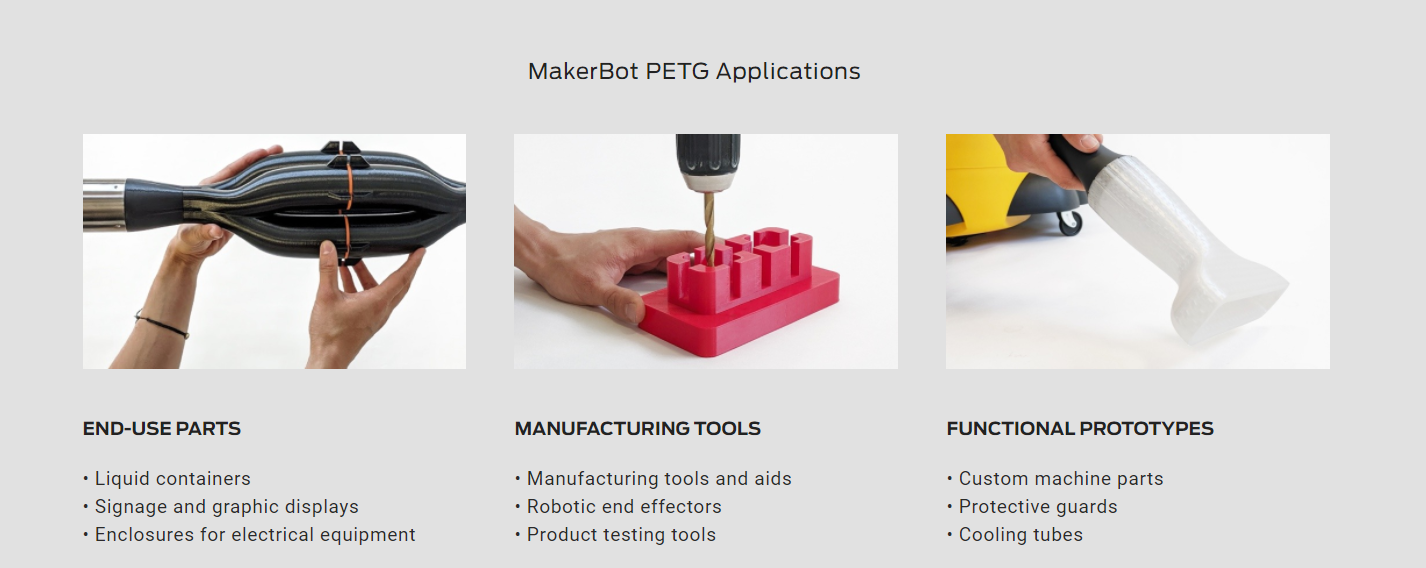 MakerBot PETG Applications