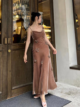 Load image into Gallery viewer, Sandalwood Brown Velvet 90s Maxi Dress
