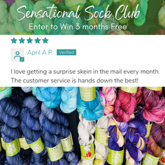 Sensational Sock Club hand-dyed yarn image and quote