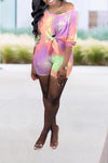 Comfortable Tie Dye Print Knotted Half Sleeve Shorts Suits