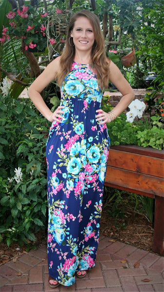 Navy Blue Floral Maxi Dress – Midnight Magnolia Boutique