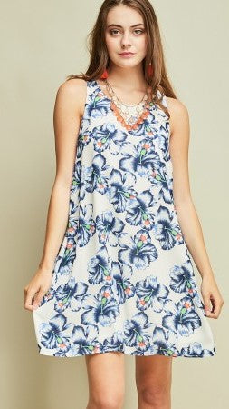 royal blue floral print dress