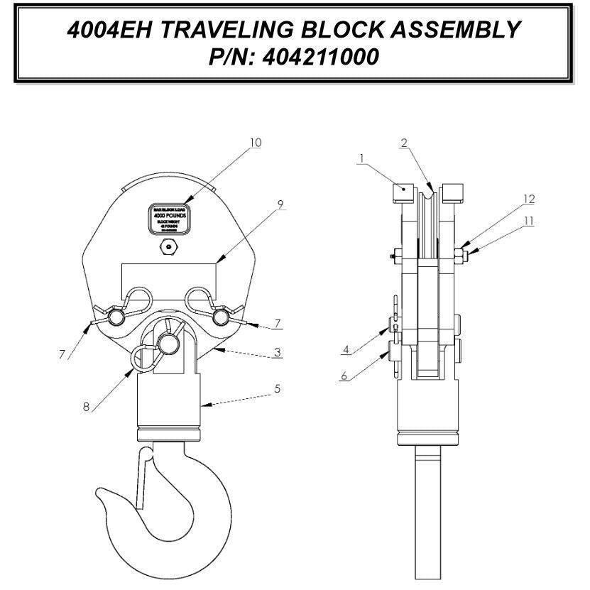 Auto Crane 404211000 Traveling Block Assembly for 4004EH – B&B Truck Crane