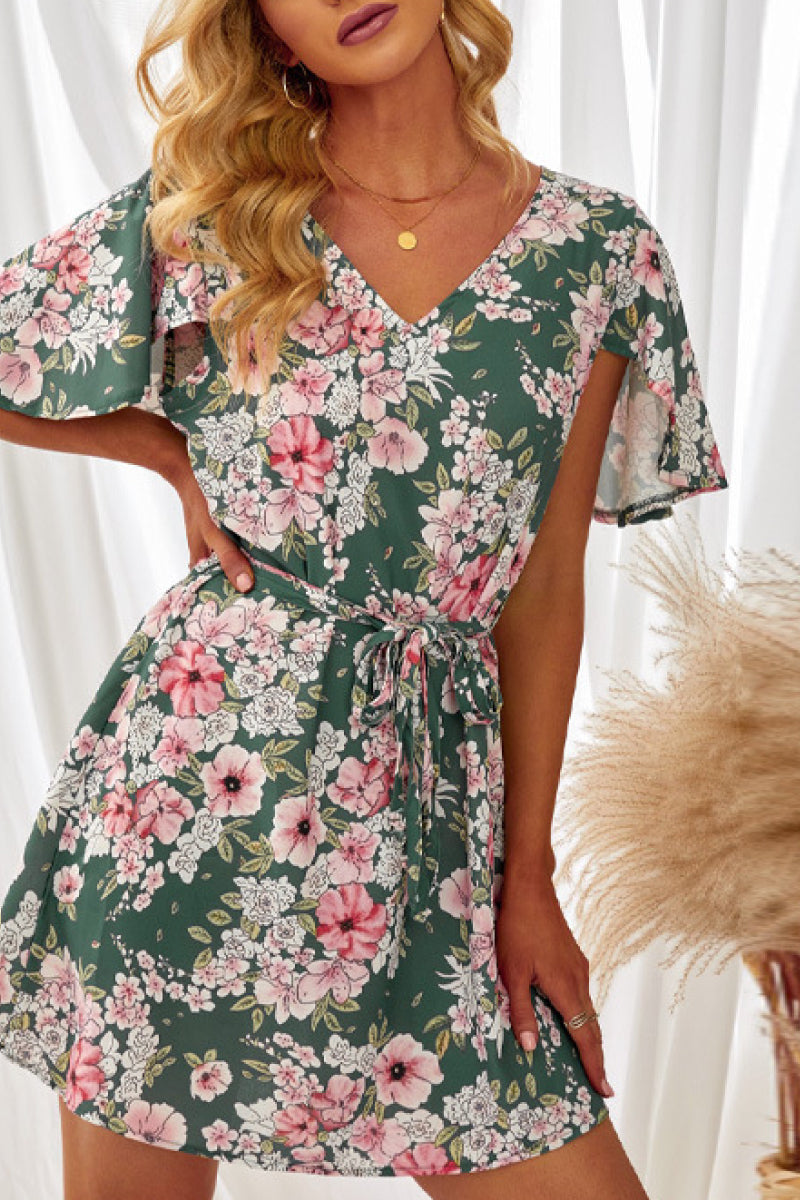 Floral Hollow-Out Back Dress
