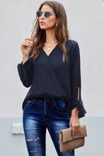 Load image into Gallery viewer, V Neck Ruched Tie Sleeve Top
