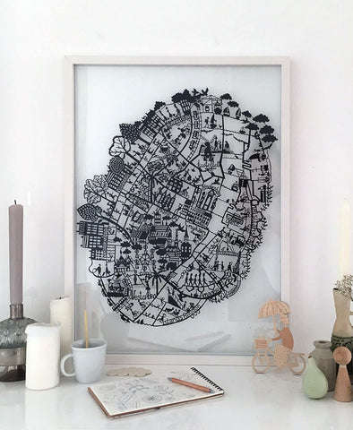  London  Paper Cut Map Ideal 1st  wedding  anniversary  gift 