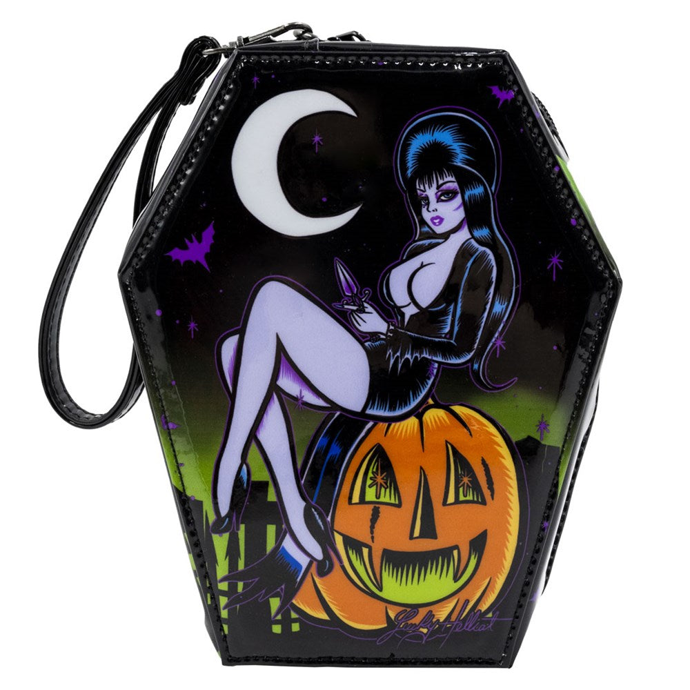 Kreepsville Elvira Mistress of Dark Kiss Lock Deluxe Coffin Crossbody Handbag