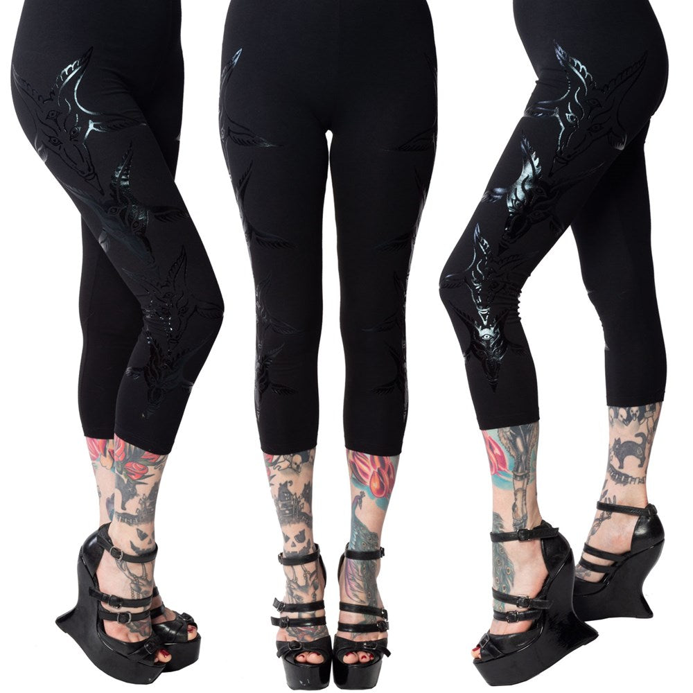 Goathead Black Foil Capri Leggings – Kreepsville 666