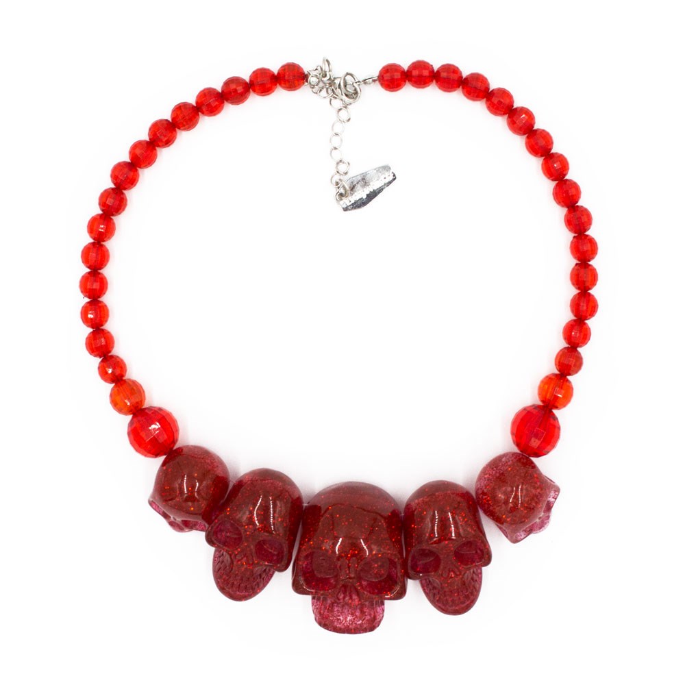 Skull Collection Necklace Red Glitter – Kreepsville 666